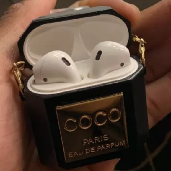 AIRPOD GEN 1 & 2 SILICONE GOLD PERFUME BOTTLE CASE - Picture 3 of 8